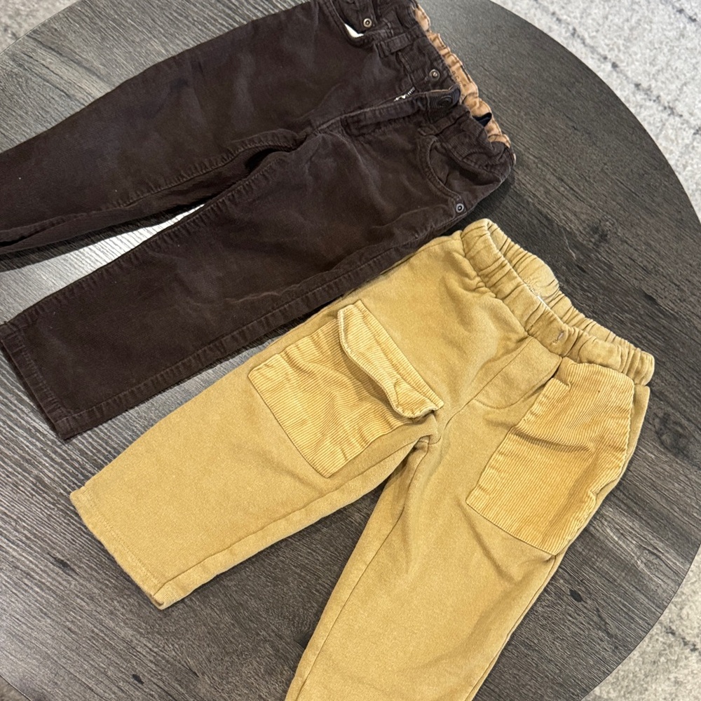 Bundle - Zara and HM Kids Corduroy Pants in Brown and Mustard - 2-3yrs